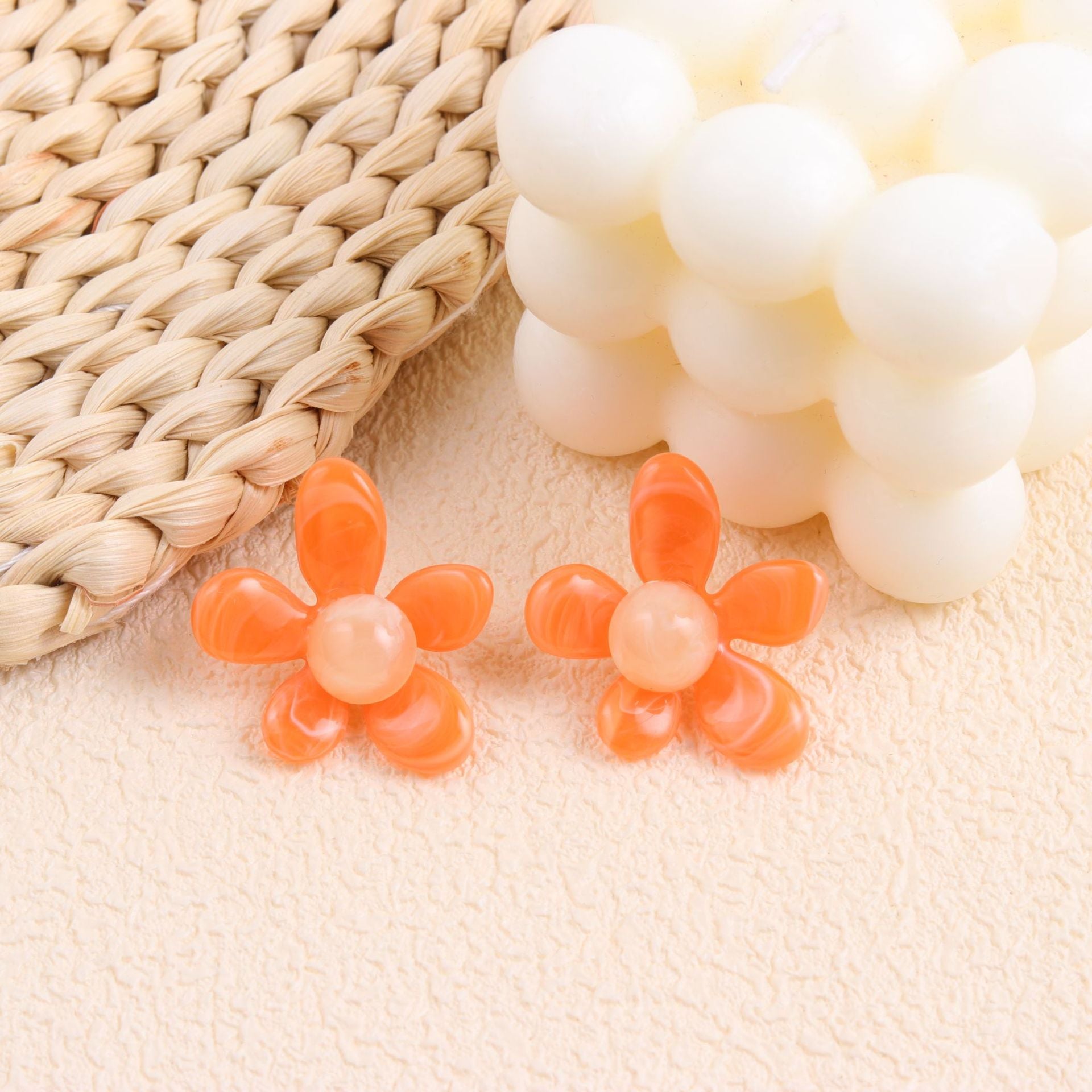 Wholesale Summer fresh earrings five-petal flower jelly color earrings